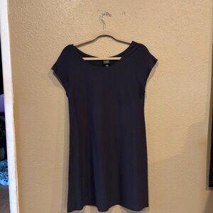 Eileen Fisher Navy Stretch Jersey Cap Sleeve Top | Size S
